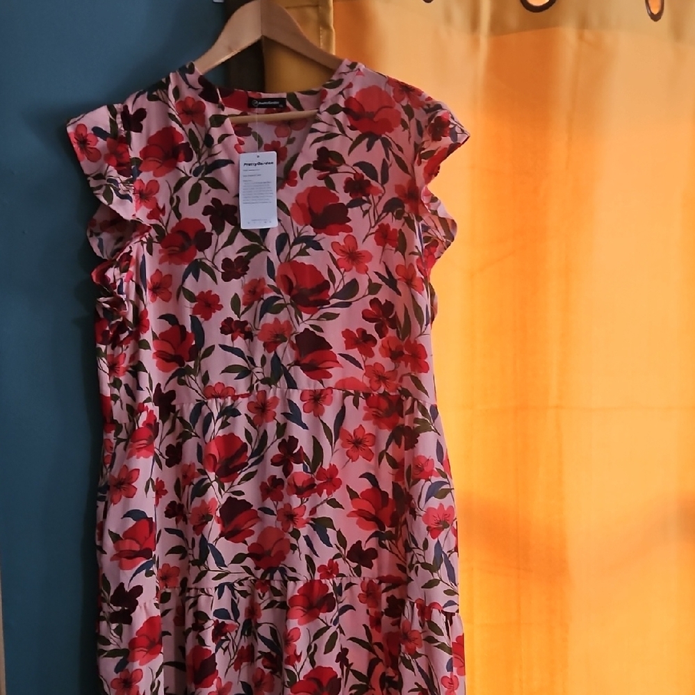 Papaya Vibrant Floral Midi Dress
